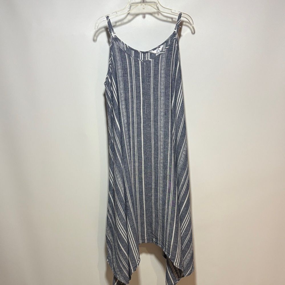 Time and Tru Navy and White Striped Midi Dress